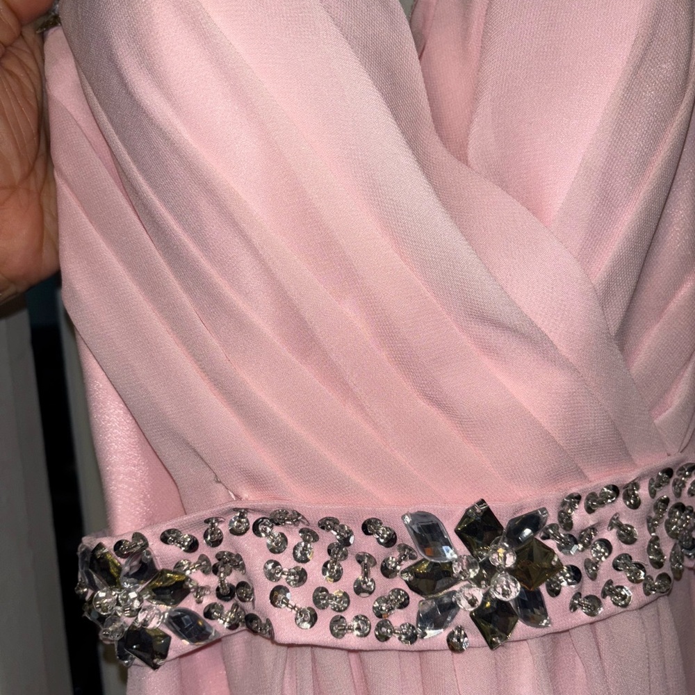 Elegant Pink Gown with Embellished Details